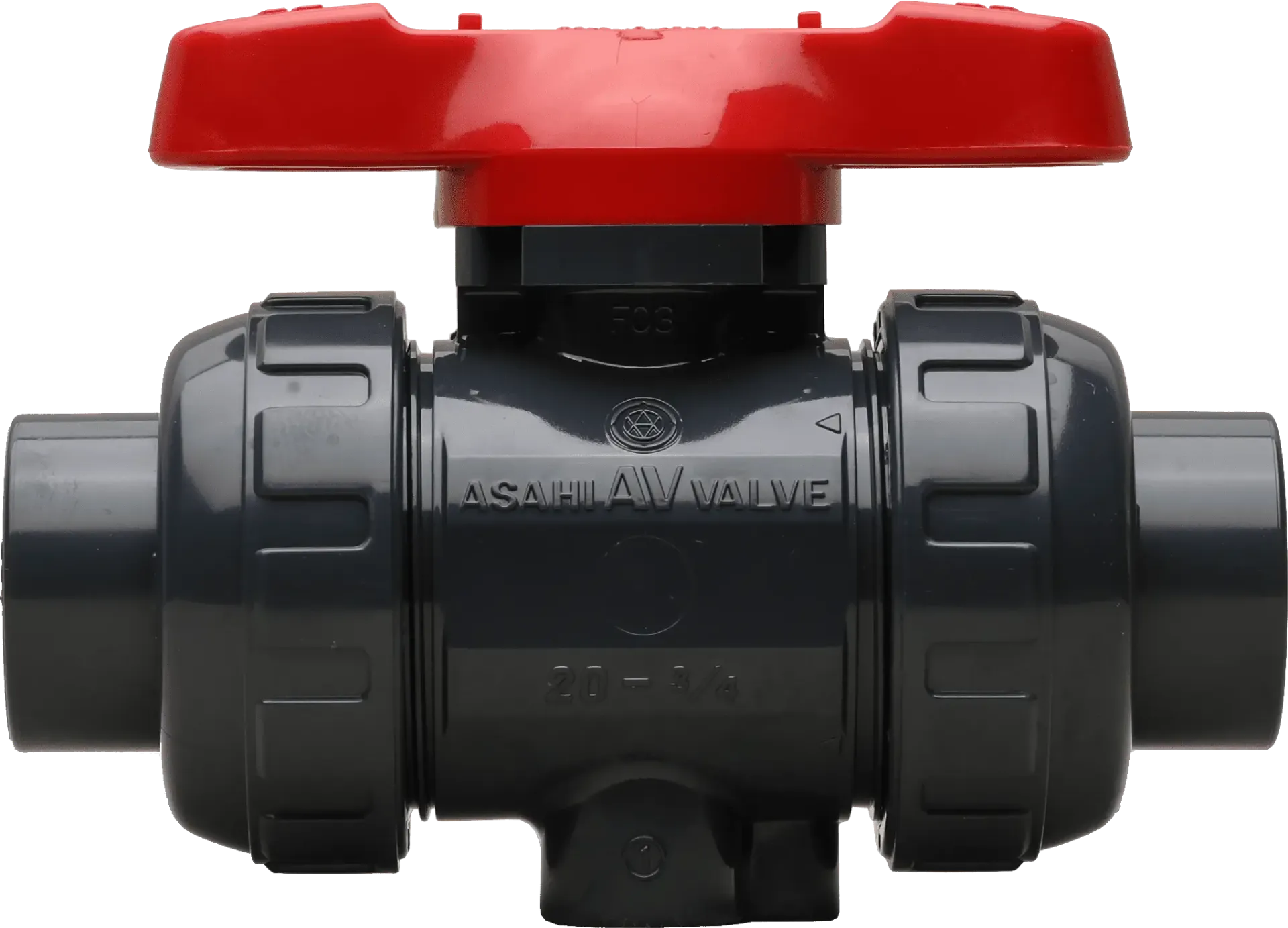 Imagen referencial de VÁLVULA BOLA 1 1/2" CPVC T-21 FKM ROSC/EMBONE 1/8 VENT HOLE ASAHI/AMERICA
