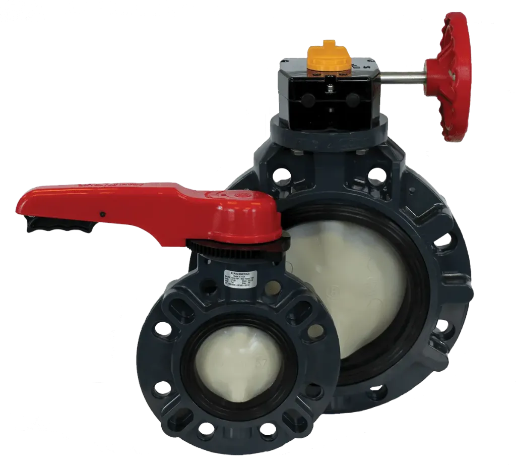 Imagen referencial de VÁLVULA MARIPOSA T-57P 3" PVC/PP/FKM-F ANSI/WAFER C/ACTUADOR ELÉCTRICO ASAHI/AMERICA