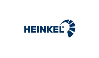 Logotipo industrial de Heinkel con diseño de impulsor, especializado en soluciones de separación centrífuga.