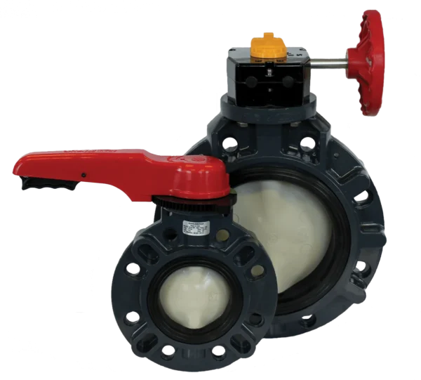 Válvulas mariposa Type-57P con accionamiento por engranaje y palanca para control de flujo industrial